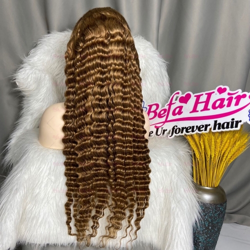 Wholesale Piano Honey Blonde Color Highlight HD Lace Frontal 13x4  Curly Human Hair Wigs