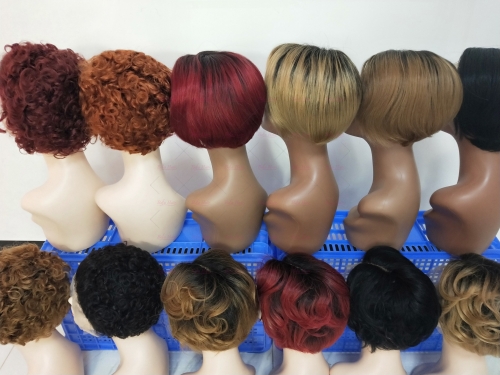 Wholesale T Lace Color Virgin Humanhair Pixie Hair Short Cut Wig