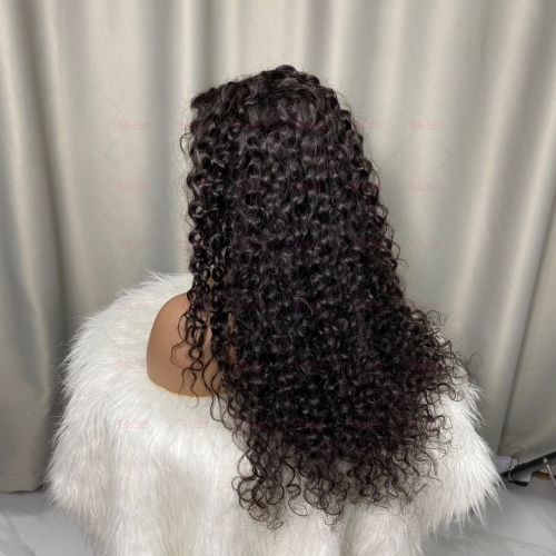 Wholesale Curly HD5x5 Lace Closure Natural Black  Wigs 200% Density(LFW30)
