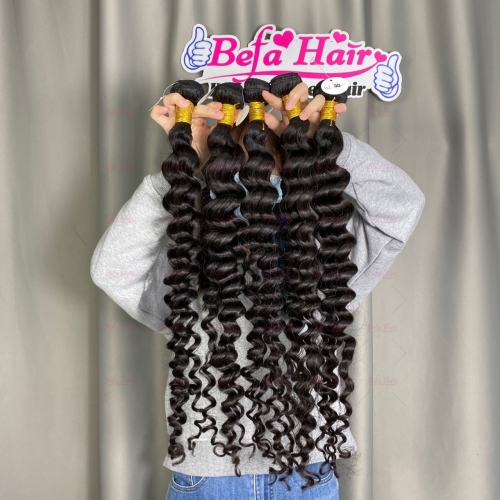 Wholesale Raw Hair Deep Wave 4Bundles 8-30 Inches Natural Black human Hair Weave