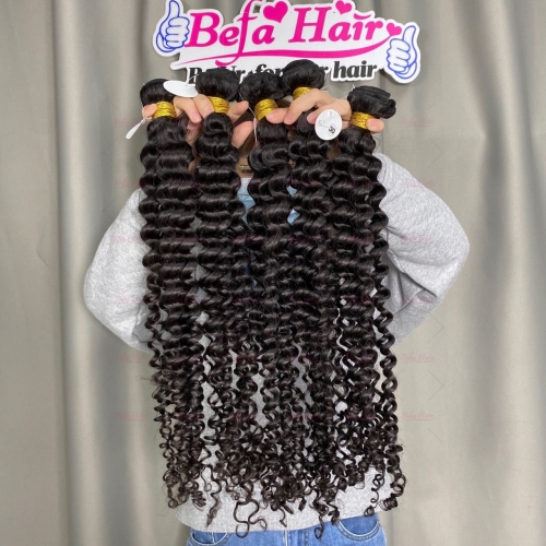 Wholesale Raw Hair Deep Curly 3Bundles 8-30 Inches Natural Black human Hair Weave