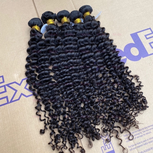 Wholesale Raw Hair Deep Curly 4Bundles 8-30 Inches Natural Black human Hair Weave