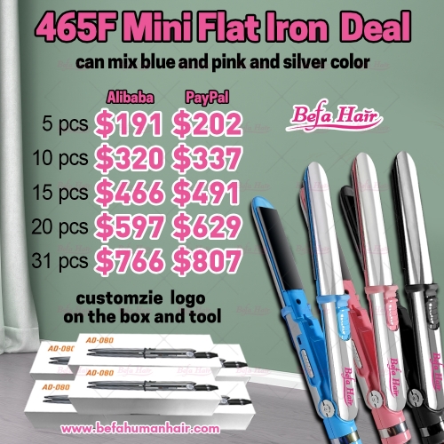 465F Mini Flat lron Deal（can mix blue and pink and silver color）