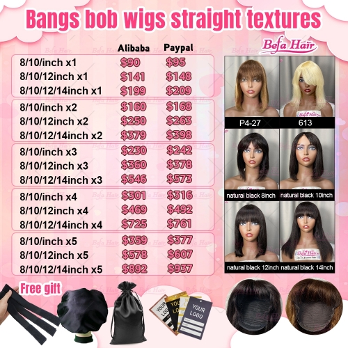 Bangs bob wigs Straight textures