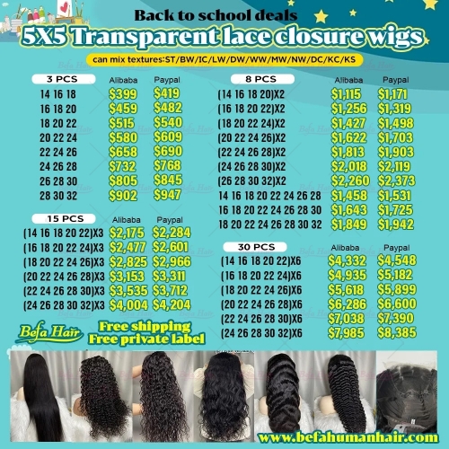 5*5 Transparent Lace Closure Wigs