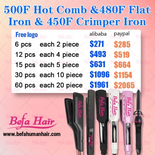 500F Hot comb & 500F Flat iron & 450 Crimper Iron set Deal (free customize logo on the tool and box)