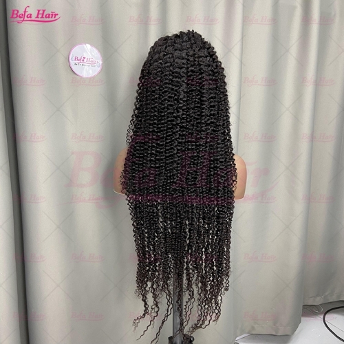 Wholesale Kinky Curly 13x4 Transparent Lace frontal Wigs 200% Density Natural Black Virgin Human Hair With Baby Hair Wigs(LFW30)