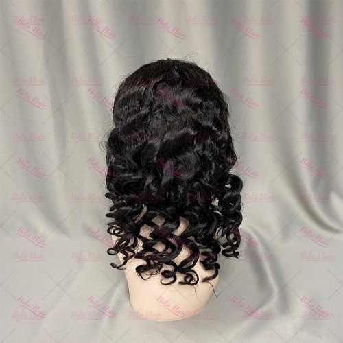 Wholesale Loose Wave 13x4 Transparent Lace front Wigs 200% Density Natural Black Virgin Human Hair Wigs With Baby Hair