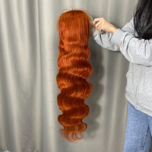 Wholesale Ginger 350# 13x4 Body Wave Lace Front Human Hair Wigs With Baby Hair Pre-plucked 180% Density Wigs