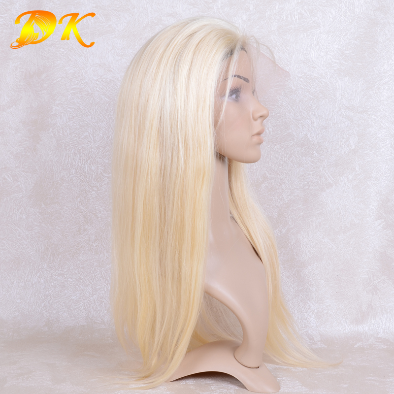 613# Blonde Straight Full lace Wig 100% human virgin hair
