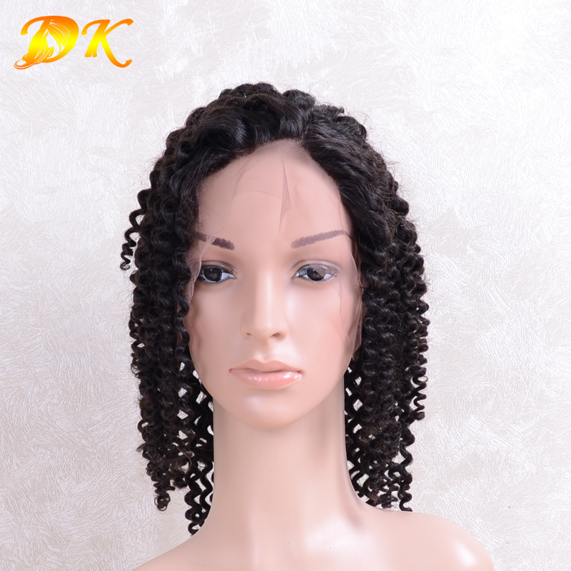 Jerry Curl Hair Half lace frontal Wig 100% human Regular hair