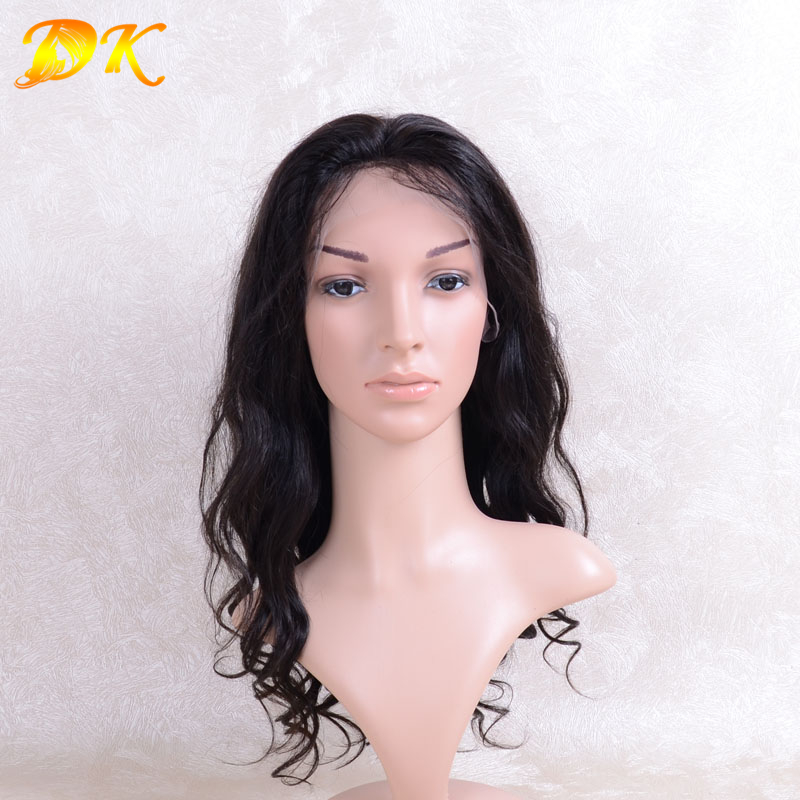 Natural Wave Hair Half lace frontal Wig 100% human Deluxe hair