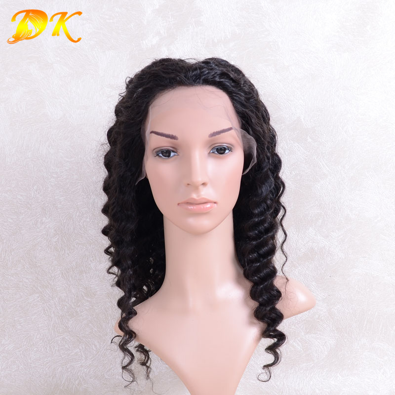 Deep Wave Hair Half lace frontal Wig 100% human Regular hair