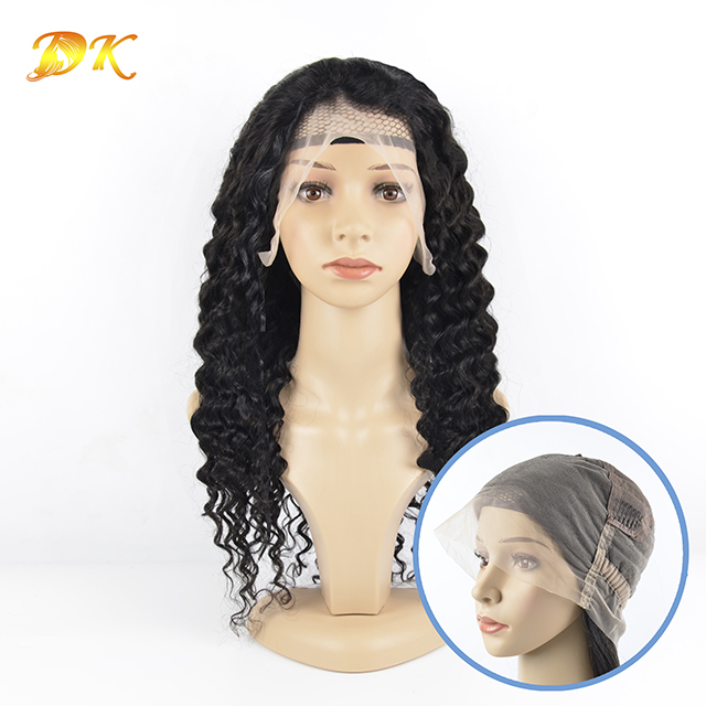 Deep wave  Hair Full lace Wig 100% human Deluxe hair