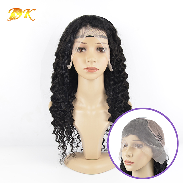 Deep Curly Half lace frontal Wig 100% human virgin hair