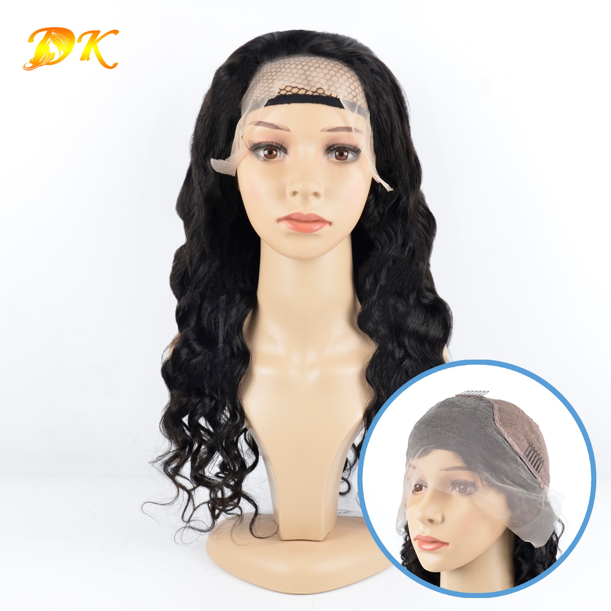 Loose Wave Hair Half lace frontal Wig 100% human Deluxe hair