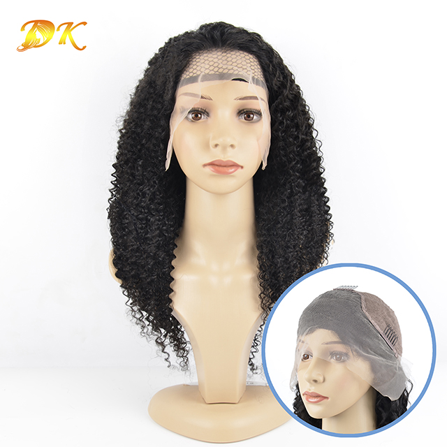 Kinky Curly Hair Half lace frontal Wig 100% human Deluxe hair