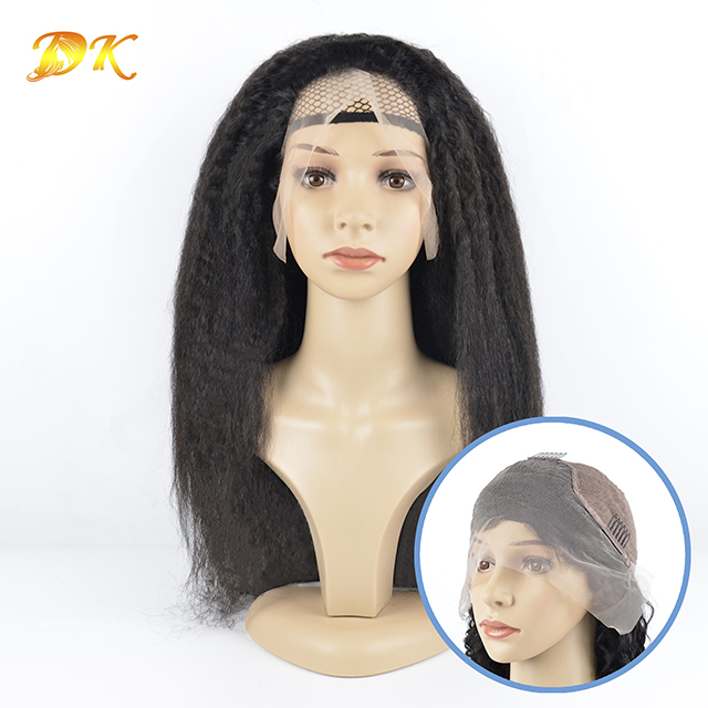 Kinky Straight Hair Half lace frontal Wig 100% human Deluxe hair