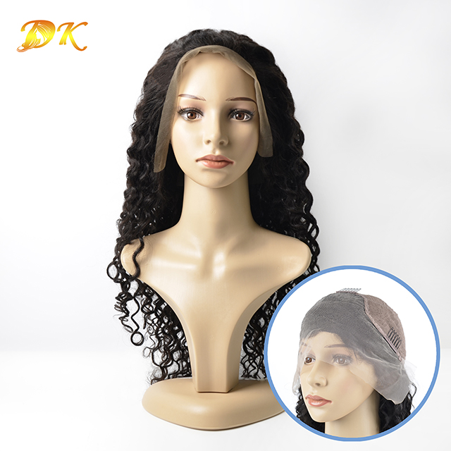 French Wave Hair Half lace frontal Wig 100% human Deluxe hair