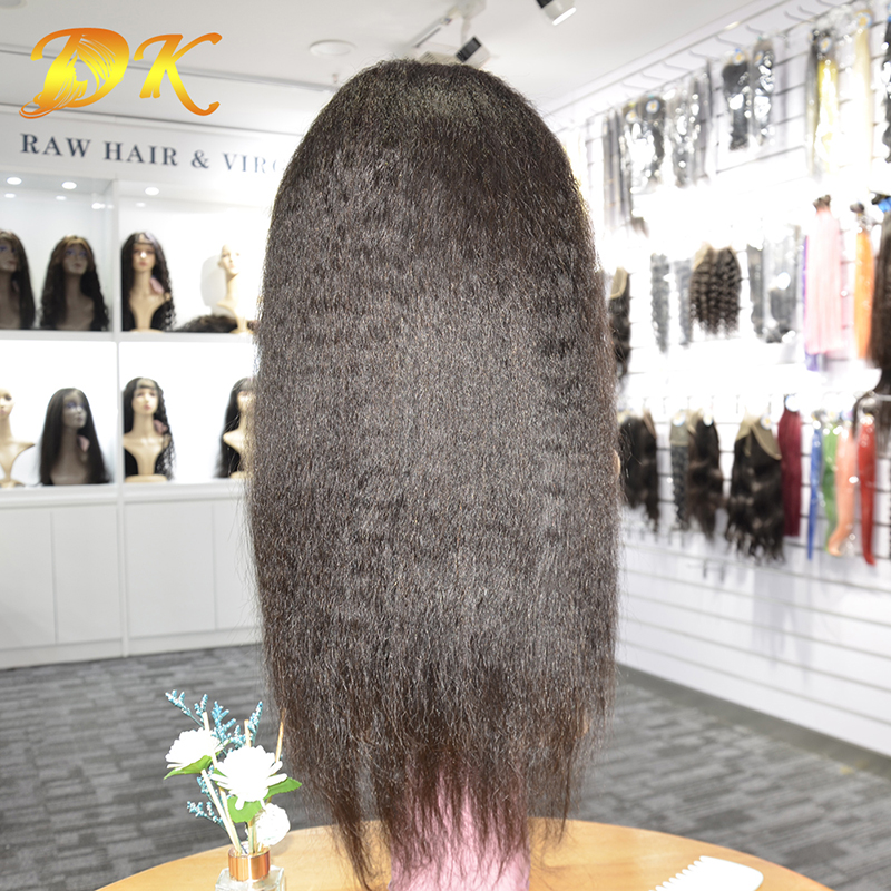 Kinky Straight Hair Half lace frontal Wig 100% human Plus hair