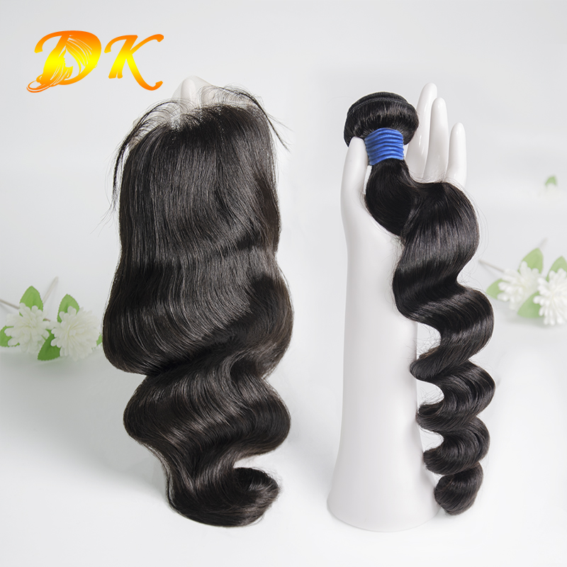 Loose Wave Bundle deals with Closure 4x4 5x5 6x6 Deluxe Virgin Hair