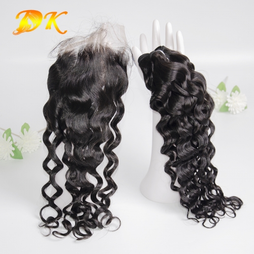 Italian Curly Hair Weft With Transparent HD Lace Closure Indian Deluxe Virgin Human Hair