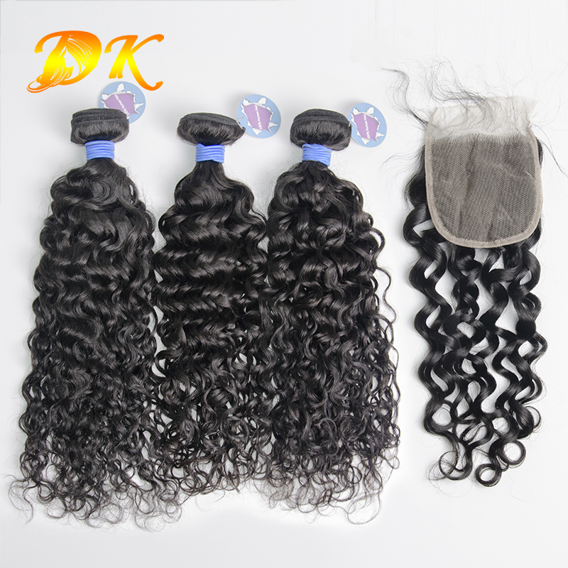 French Wave Transparent HD Lace Closure With Hair Bundles Deal Deluxe Virgin Human Hair