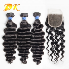 Elegant Wave Hair Bundles With 4x4 5x5 6x6 Transparent HD Lace Closure Deluxe Virgin Human Hair