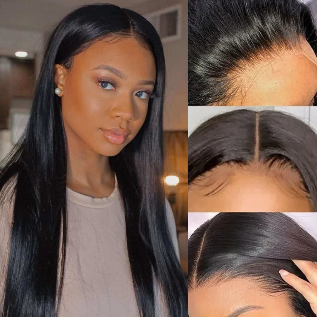 Straight Transparent HD 4x4 5x5 Lace Closure Wig 100% Plus Virgin Hair