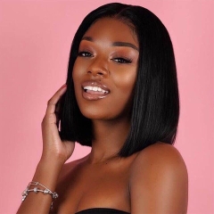BOB Straight Human Virgin Hair 13x4 Lace Front Wig Pre-plucked Natural Hairline