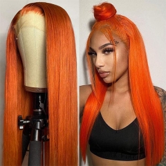 #350 Ginger Orange Curly Wavy Lace Front Wigs Orange Ginger Colored Body Wave/Straight/French Wave/Deep Curly 13x4 Transparent Lace Frontal Wigs