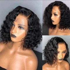 Deep Wave Bob Lace Frontal Wigs Human Hair 180% Density Pre Plucked Hairline Natural Wigs