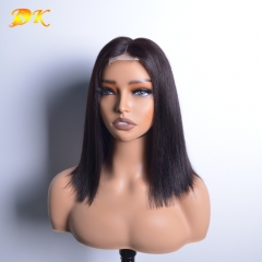 Color 1B# Straight 2x6 Kim K Transparent Lace Bob Wigs 100% Virgin Human Hair 180% Density