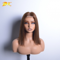 Chocolate Brown Color 4# Straight 2x6 Kim K Transparent Lace Bob Wigs 100% Virgin Human Hair 180% Density