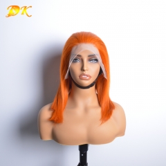 Ginger Orange Color 350# Double Drawn Straight 13x4 Transparent Lace Full Frontal Bob Wigs 100% Virgin Human Hair 180% Density