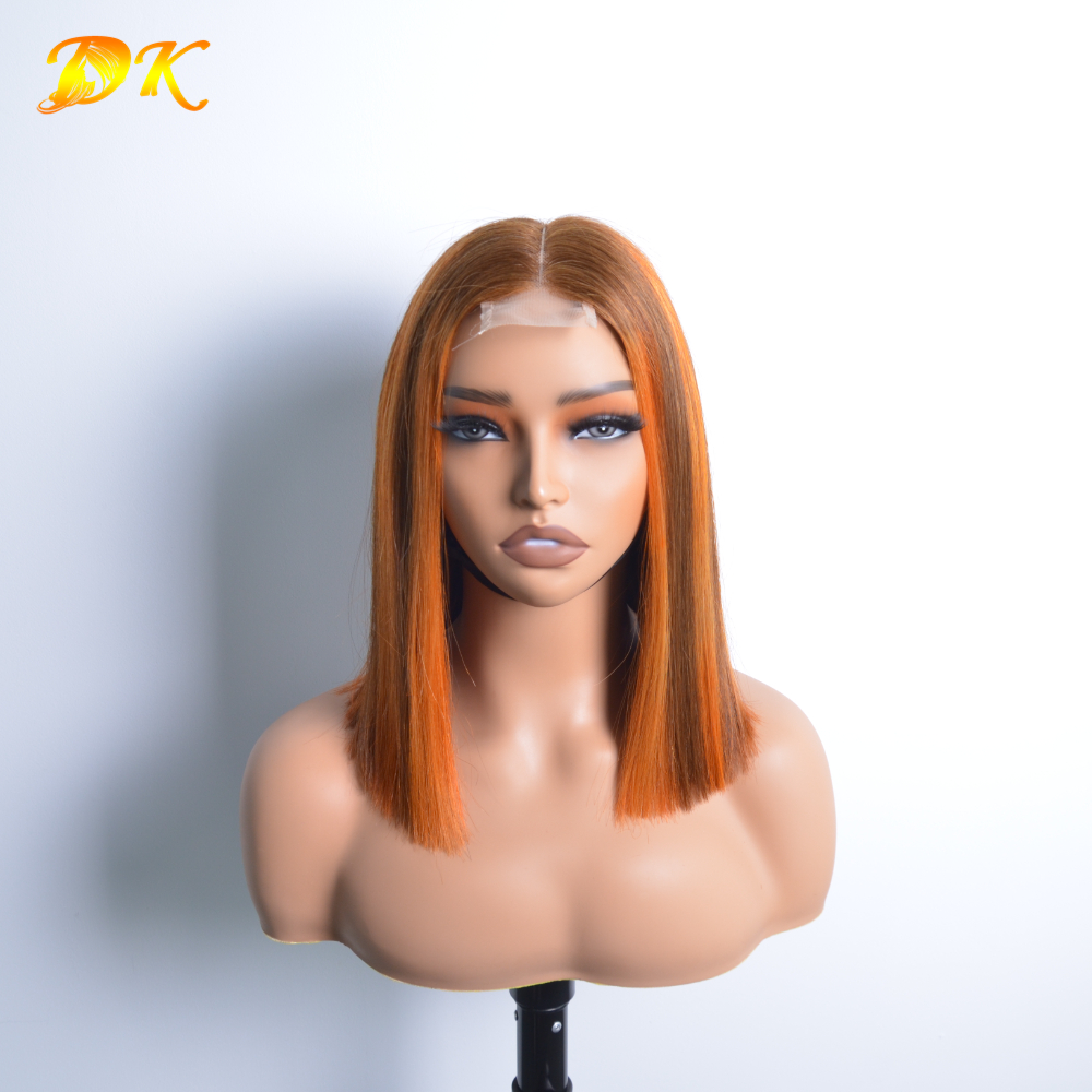 Highlight Color P4/350# Straight 2x6 Kim K Transparent Lace Bob Wigs 100% Virgin Human Hair 180% Density