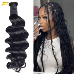 #1B Natural Color Loose Deep Wave Virgin Human Bulk Hair For Braiding