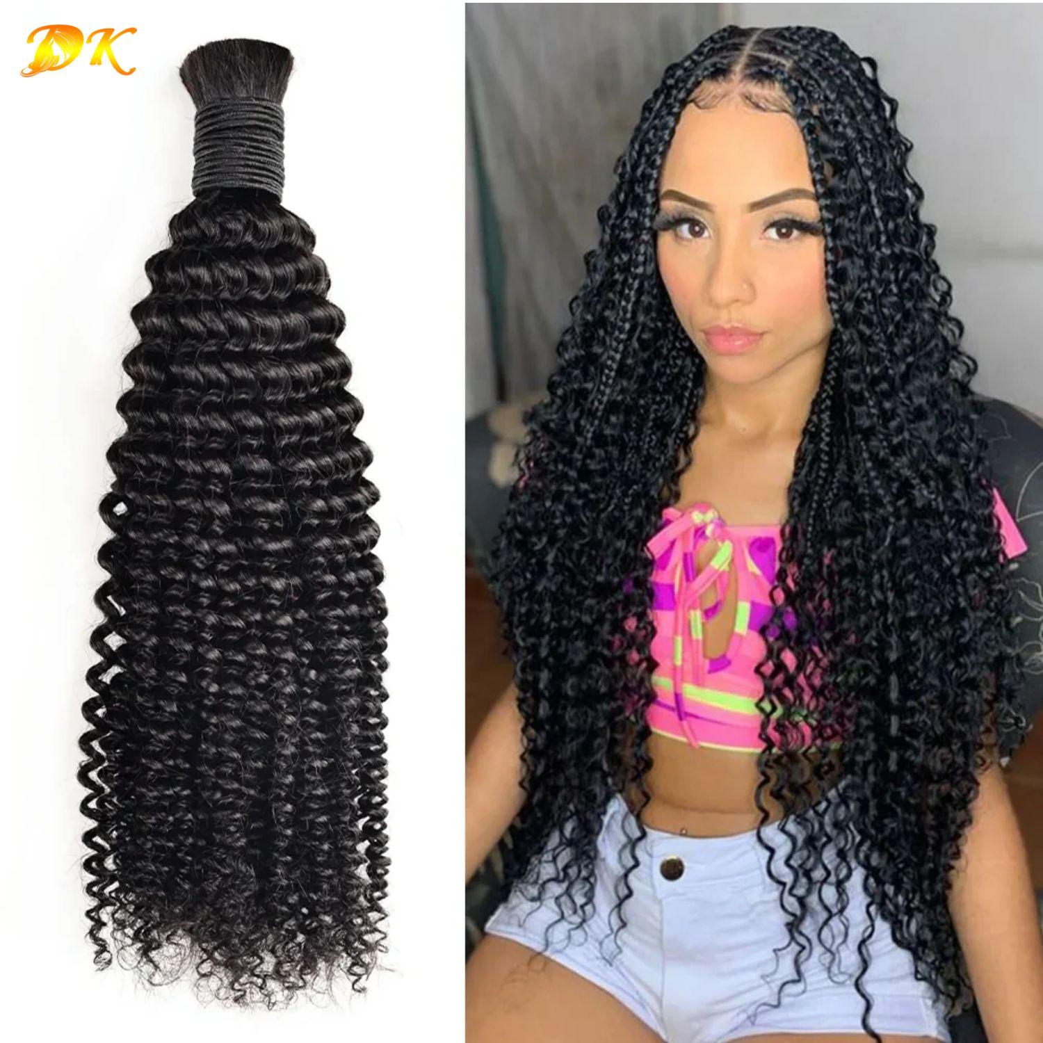 #1B Cabelo humano virgem Kinky Curly de cor natural para trança