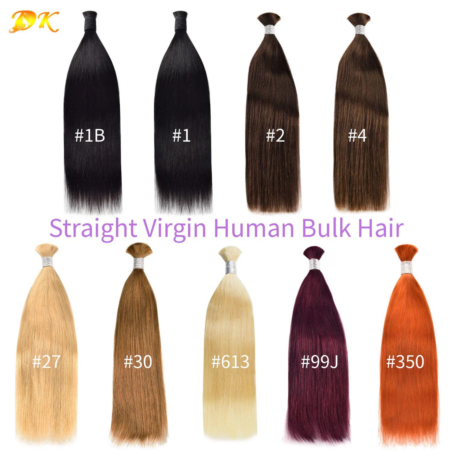Colored Straight Virgin Human Bulk Hair For Braiding