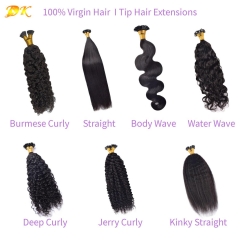 100% Virgin Human Hair Natural Color Keratin Stick I Tip Extension Cuticle Aligned