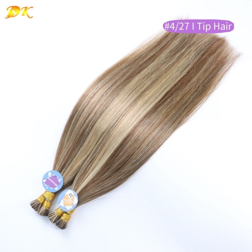 100% Virgin Human Hair P4/27# Highlight Color Keratin Stick I Tip Extension