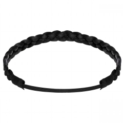 Elastic Stretch Synthetic False Hair Black Braided Headband for Women