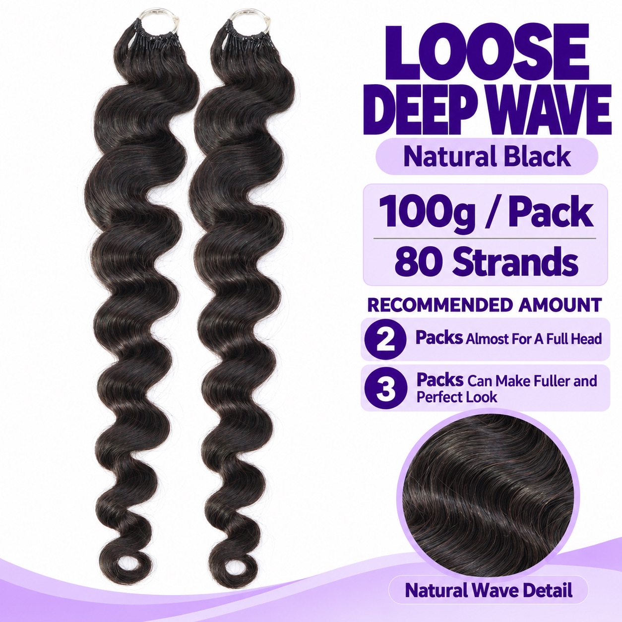 Lightweight Full & Soft Pre-Looped Human Hair Extensions Loose Deep Wave Miracle Knots Crochet Hair for Boho Braids | Crochet Weaves | Fulani Braids |