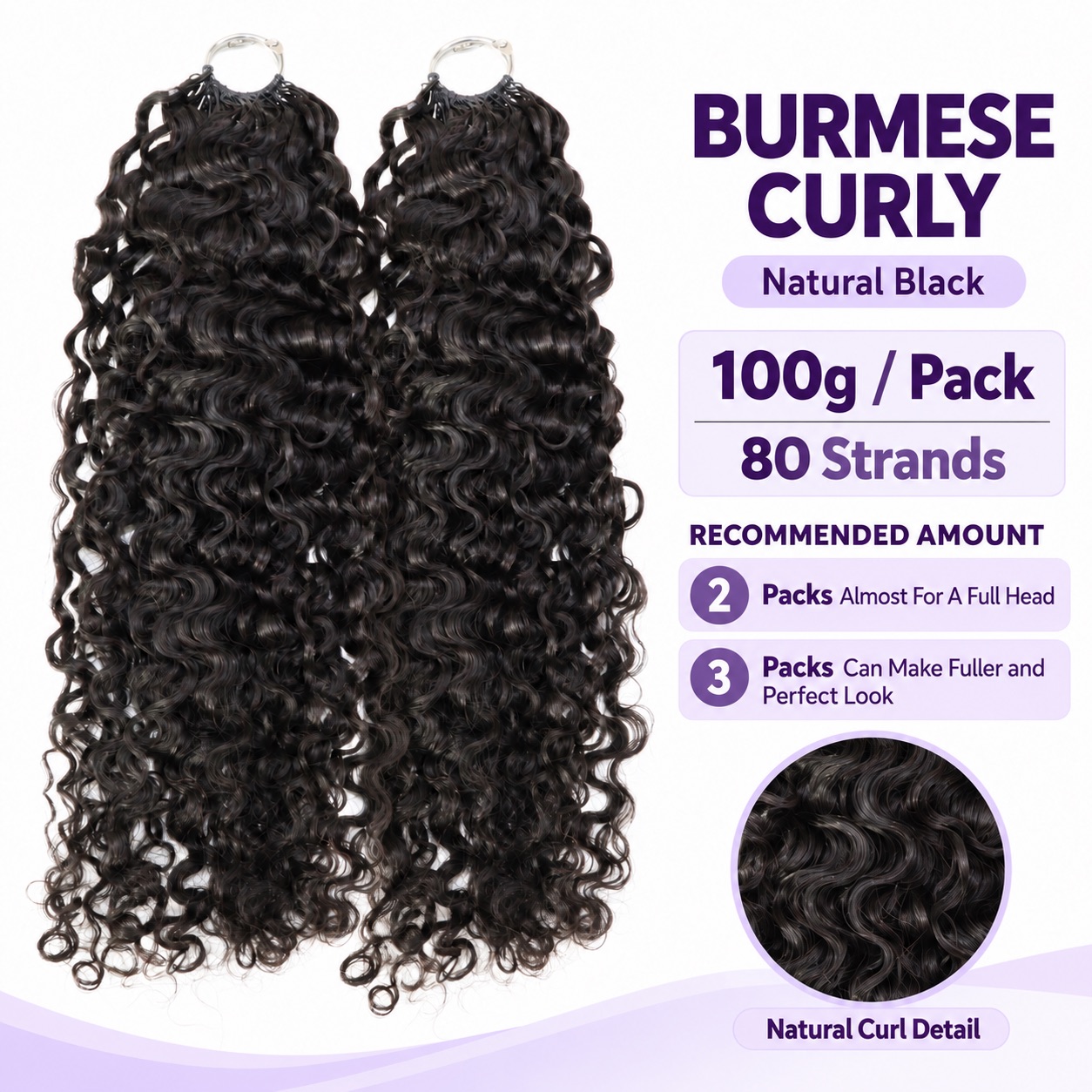Pre-Separated Feather Crochet Human Hair for Miracle Knots Boho Braids Burmese Curly Protective Style