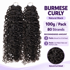Pre-Separated Feather Crochet Human Hair for Miracle Knots Boho Braids Burmese Curly Protective Style