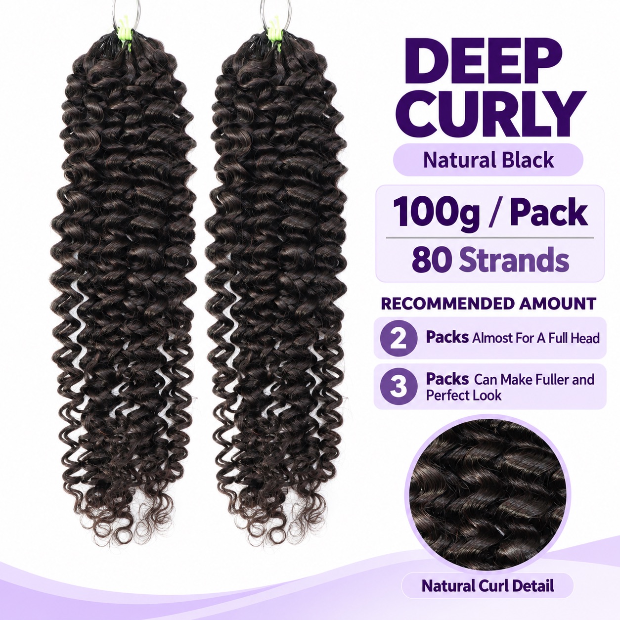 Deep Curly Crochet Human Hair Light Weight Micro Twists Pre Separated for Easy Styling