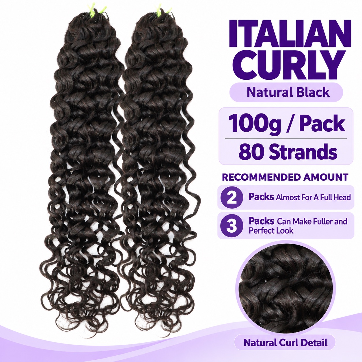 Italian Curly Lightweight Full & Soft Pre Looped Miracle Knots Crochet Human Hair Extensions