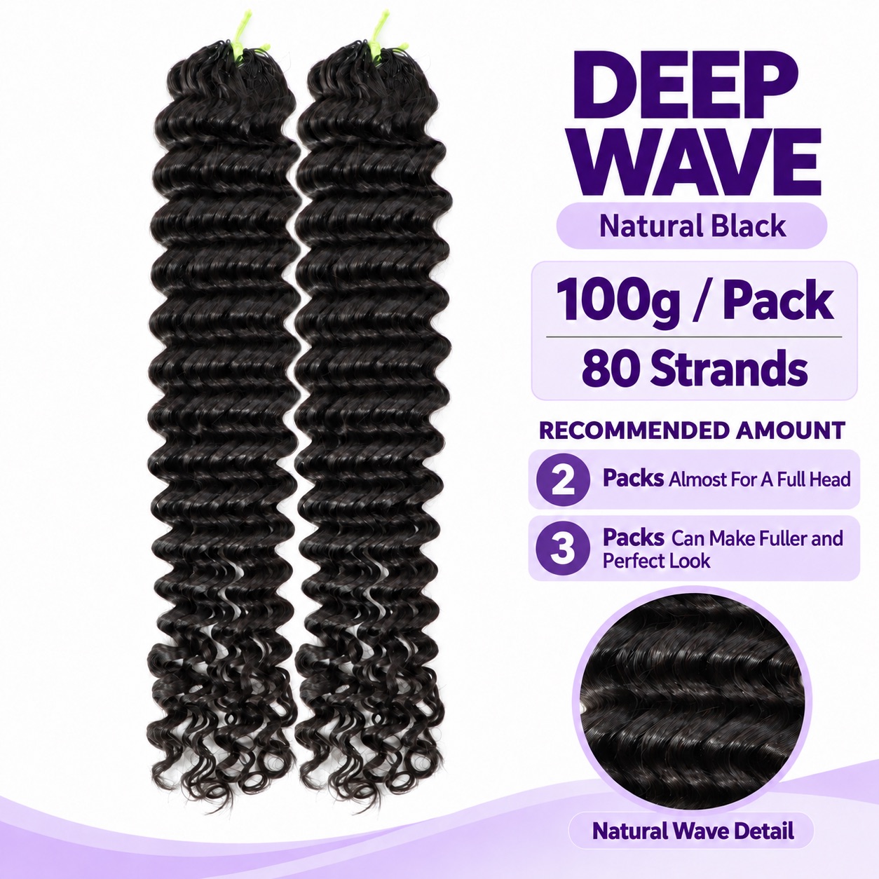 Deep Wave Pre-Separated Feather Crochet Human Hair for Miracle Knots Boho Braids