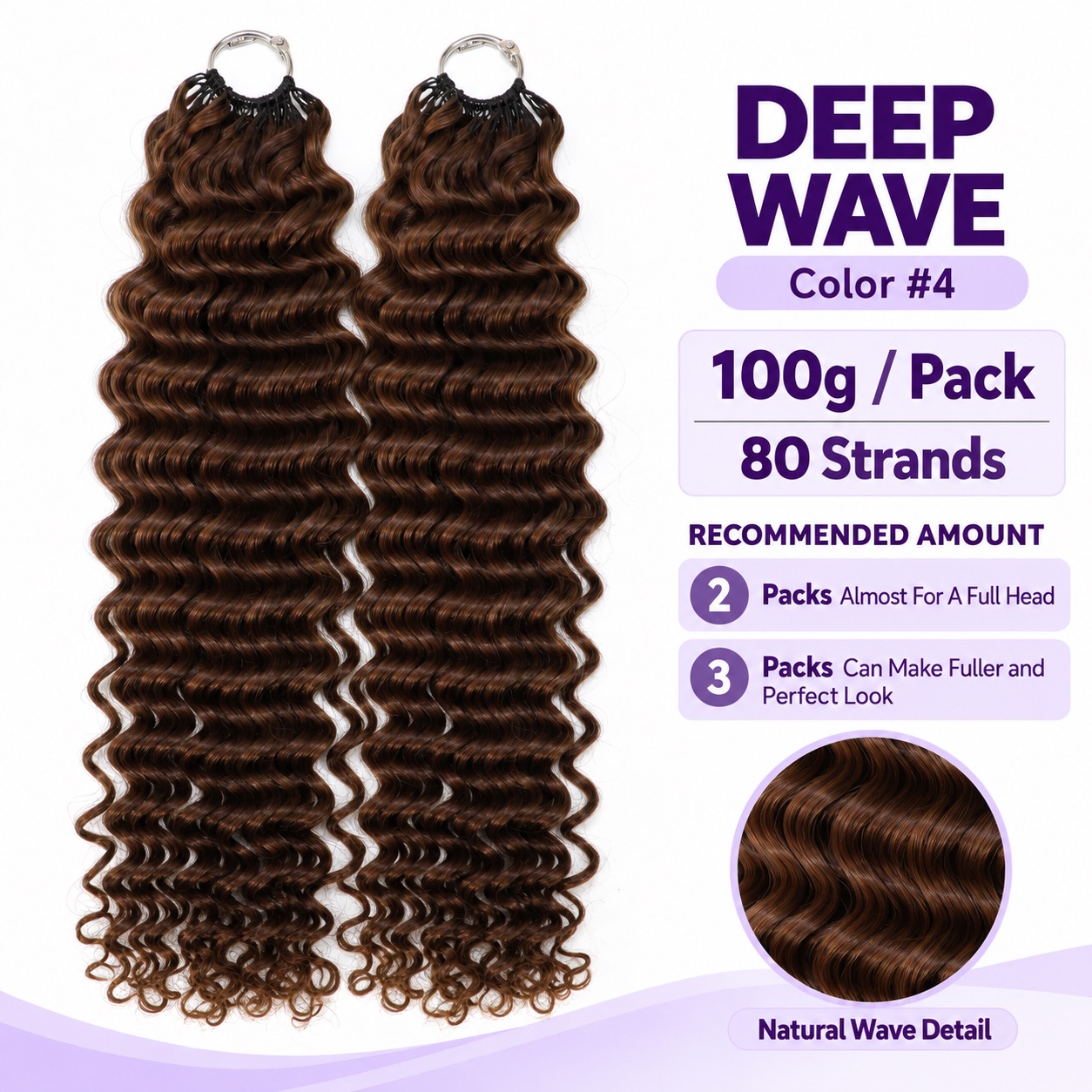 4# Chocolate Brown Deep Wave Miracle Knots Hair Crochet Hair Extensions Top Virgin Boho Human Braiding Hair
