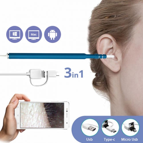 Kerui 3 in 1 USB OTG Visual Ear Cleaning Endoscope Spoon Functional Diagnostic Tool Ear Cleaner Android 720P Camera Ear Pick